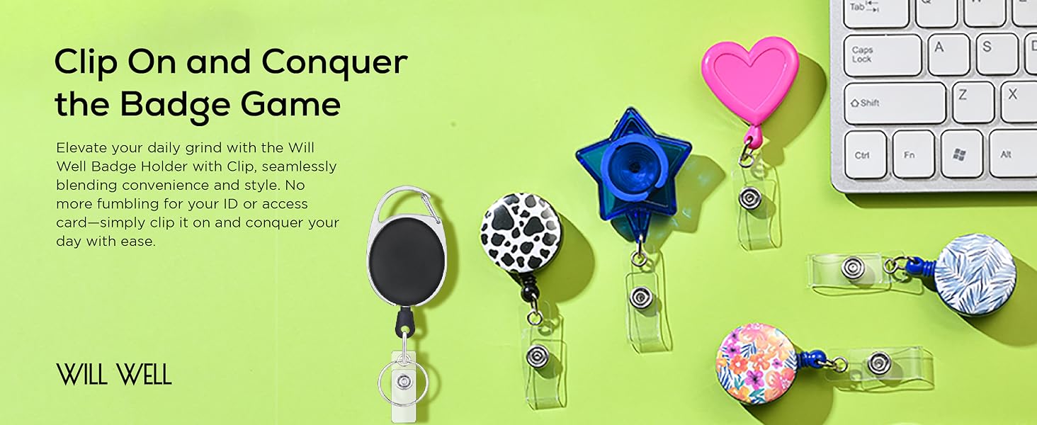 2 Pack ID Badge Holder With Clip Badge Reels