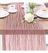 1-Pack Dusty Pink Cheesecloth Table Runners – 10FT (35x120 Inch) Boho Rustic Gauze Fabric Cheese ...