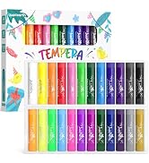 JUPITEARTH 24 Colors Tempera Paint Sticks with 120 PDF Coloring Pages and 30 Stickers, Quick Dryi...