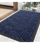 Smiry Front Door Mat Indoor Outdoor Entrance, Heavy Duty Natural Rubber Mat, Water Absorbent and ...