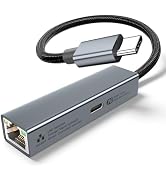 USB C to Ethernet Adapter with 60W Charging Port, RJ45 to USB C 1Gbps Type-C Gigabit Ethernet LAN...