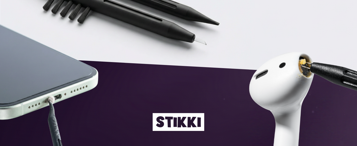 stikki comes with tools for cleaning charging ports like usbc and lightning