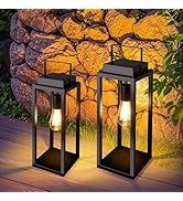 Outdoor Solar Floor Lamp, Waterproof Large Metal Solar Powered Lantern with Handle, 22" 19" Tall ...