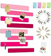 Vuzvuv 8 pcs Bulletin Board Bar Strips with 50 Pushpins & 10 Wooden Clip pins,Self Adhesive Cork ...