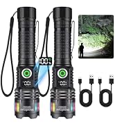 2Pack Rechargeable LED Flashlights High Lumens with LCD Power Display | 5Modes Super Bright Handh...