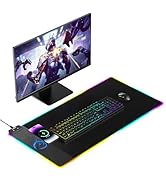 TopMade Wireless Charging Mouse Pad, RGB Gaming Mousepad Home Office Large Desk Pad with 13 Light...