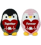 OASSIE Anniversary Couple Gifts for Women Men - Positive Penguin Couple Crochet with Card - Mothe...