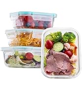 JGKYLDZ Glass Food Storage Containers Set with Airtight Lids – Leak-Proof Meal Prep Containers fo...