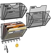 Docnest 3 Tier Mesh Wall File Holders with Hooks – 3 Pack Hanging Letter Holder - Document Organi...