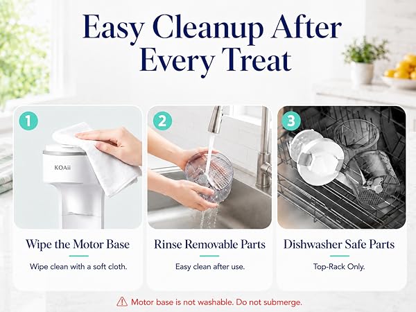 KOAii Shaved Ice Machine with Easy-Clean Removable Parts