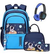 ACESAK Backpack for Boys with Wired Headphones,Insulated Lunch Bag & Pencil Case, Boys Backpack L...