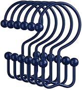 Amazer Navy Blue Shower Curtain Hooks, 12PCS Minimalist Simple Double Shower Curtain Rings, Rust-...