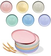 SHECIPIN 12 PACK 6 Inches Lightweight Mini Wheat Straw Plates,Reusable Plate Set Dishwasher & Mic...
