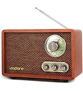 LoopTone USB SD Multifunction AM FM Vintage Radio with Bluetooth Speaker,Retro Wood Table Radio f...