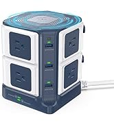USB Power Strip with Wireless Charger BESTEK 8-Outlet Surge Protector and 40W 6-Port USB Charging...