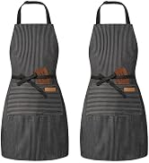 BeLuyi 2 Pack Adjustable Bib Apron with 2 Pockets Chef Cooking Kitchen Restaurant Aprons for Wome...
