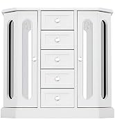 RR ROUND RICH DESIGN Jewelry Box - Made of Solid Wood with Cabinet Type 5 Drawers Organizer and 2...