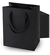 MOXARYSU Black Gift Bags With Handles: 8x5x10 Inch 30pcs Black Paper Bags Medium Bulk For Party S...