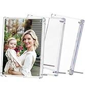 AITEE 4x6 Acrylic Picture Frame 3 Pack - Magnetic Lucite Frames with Stand, Clear 4x6 Photo Frame...