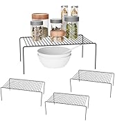 DPZM Medium(13 x 9.4 inch)Black Cabinet Storage Shelf Rack Set of 4, Rustproof Metal Wire Kitchen...