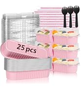 YQER 25 Pack Mini Loaf Pans with Lids and Spoons Sealing Sticker, 6.8oz Mini Cake Pans for Baking...