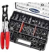 Eoppen 195Pcs 6-38mm Spring Hose Clamps Assortment Kit with Swivel Flat Band Fuel Hose Clamp Plie...