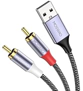 MOSWAG RCA to USB Cable, USB Interface Male to Dual RCA Jack Audio Converter, Nylon Braided USB t...