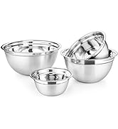 Avador Premium Stainless Steel German Mixing Bowls, Set of 4 Brushed Stainless Steel Mixing Bowl ...