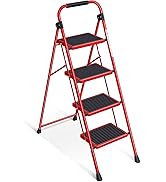 KINGRACK Folding Step Ladder 4 Steps Stool,Heavy-Duty Sturdy Safety Steel Tall Step Stool Ladders