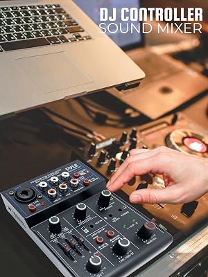 Professional Wireless DJ Audio Mixer - 3-Channel Bluetooth DJ Controller Sound Mixer w/USB Audio