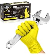 TitanFlex Heavy Duty Industrial Nitrile Gloves with Raised Diamond Texture, 6-mil, Latex Free (Da...