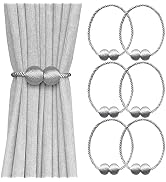 Melaluxe 6 Pack Magnetic Curtain Tiebacks, Decorative Curtain Holdbacks for Window Décor (Grey)