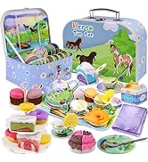 Tea Party Set for Little Girls,50PCS Princess Horse Tea Time Toy Including Food Sweet Treats Play...