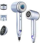 VAGARY Compact Ionic Hair Dryer with Diffuser Concentrator Attachments, 30000RPM Powerful Fast Dr...