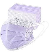 akgk Disposable Face Masks 100Pcs, 3 Layer Protective Face Mask Purple Face Masks