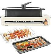 SUSTEAS Electric Indoor Grill,1400W Smokeless Grill,Temperature Control,3 in 1 Indoor Grills for ...