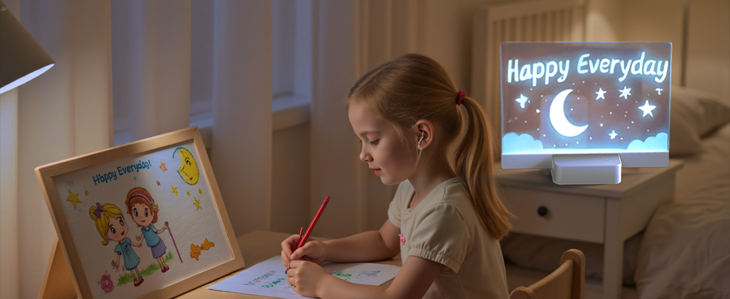 Rechargeable LED Note Board with 6 Colors & 5 Modes, Doodle Glow Drawing Board with Sketchbook