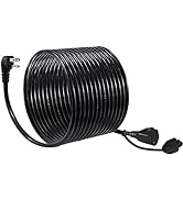 25FT Black Outdoor Extension Cord with Flat Plug - Single Waterproof Outside SJTW 16Gauge Extensi...