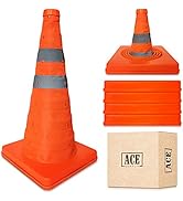 Orange Traffic Cones 18 Inch - 4 Pack, Collapsible Orange Safety Cones, Perfect Traffic Cone for ...