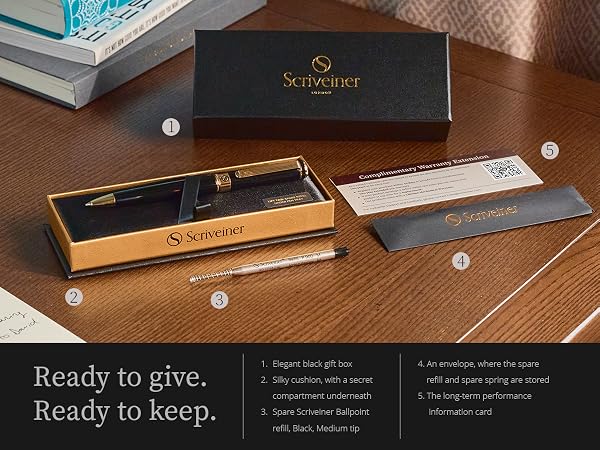 Scriveiner black ballpoint pen gift set