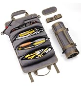Tool Bag Roll Up Gifts for Men, Heavy Duty Oxford Tool Roll with 2 Detachable Pouches, Tool Box O...