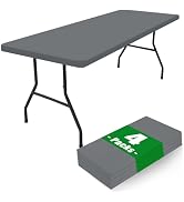 Moosfor Spandex 6 Foot Rectangle Table Cloth 4 Pack, Elastic Fitted Tablecloths for Picnic, Stret...