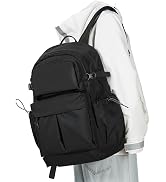 Black Laptop Backpack For Men Simple College Backpack Lightweight Travel Backpack For Traveling O...