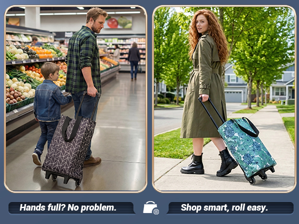 folding shopping bag with wheels
