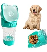 Dog Water Bottle Portable,Leak Proof Puppy Water Bottle Dispenser with Food Container,Lightweight...