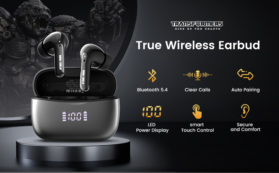 Transformers Wireless Earbuds Bluetooth 5.4 with Low Latency Gaming Mode