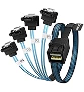 OIKWAN Internal HD Mini SAS to 7PIN SATA Right Angle Cable,1.6ft SFF-8643 Host to 4X SATA Target ...