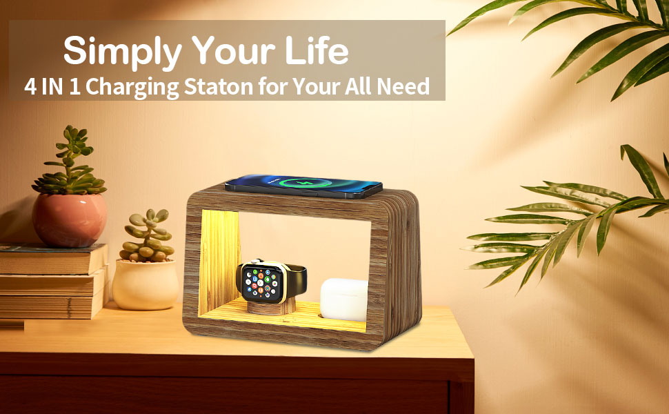 bamboo wireless charging station dock