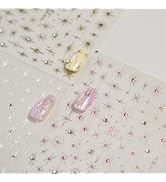 3 Sheets 5D Embossed Star Nail Stickers - Pink Gold White Glitter Shiny Design for DIY Manicure D...
