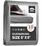 Tarps Heavy Duty Waterproof 6x8 Feet, 10Mil Multipurpose Small Tarp Cover with Metal Grommets and...